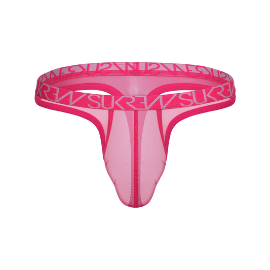 SUKREW Sheer Low-rise Thong Electric Pink